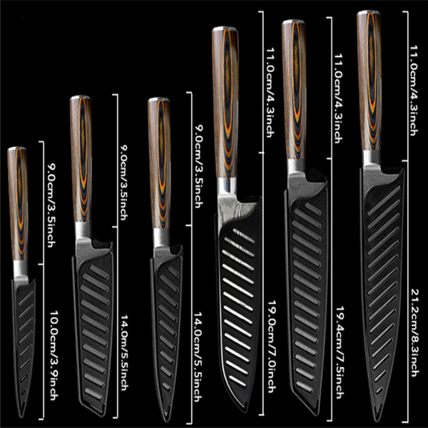 Damascus Pattern Stainless Steel Kitchen Knife Set (6 pcs)