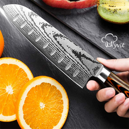 Damascus Pattern Stainless Steel Kitchen Knife Set (6 pcs)