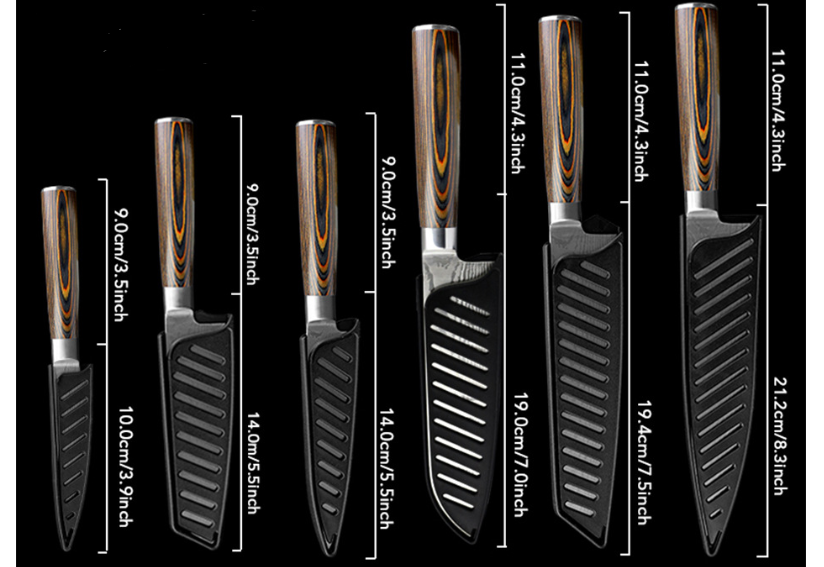 Damascus Pattern Stainless Steel Kitchen Knife Set (6 pcs)
