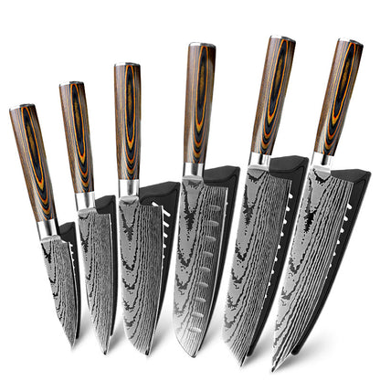 Damascus Pattern Stainless Steel Kitchen Knife Set (6 pcs)