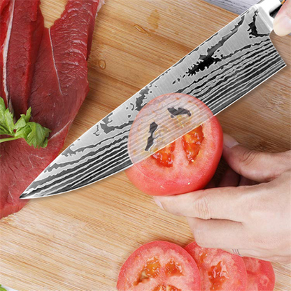 Damascus Pattern Stainless Steel Kitchen Knife Set (6 pcs)